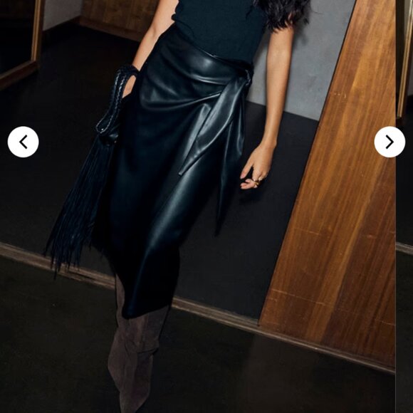 Black Vegan Leather Jaspre Skirt - Picture 2 of 7